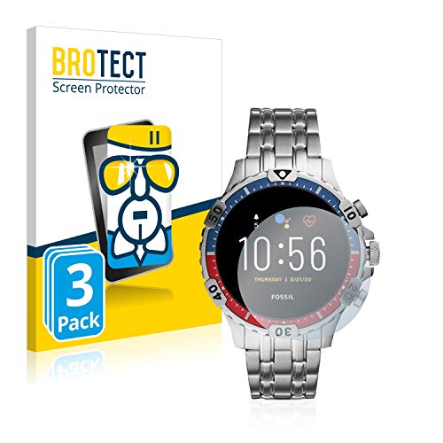 BROTECT Protector Pantalla Cristal Compatible con Fossil Garrett HR (5. Gen) Protector Pantalla Vidrio (3 Unidades) - Dureza Extrema, Anti-Huellas