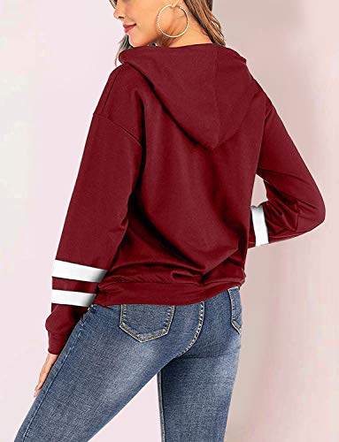 BUOYDM Mujer Sudaderas con Capucha Invierno de Manga Larga Sueltos Pullover Tops con Estampado de Arcoíris