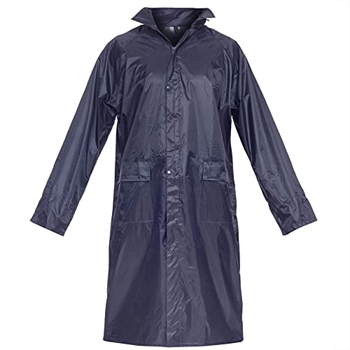 BWOLF Poseidon - Chubasquero para hombre, impermeable, largo, para exterior, reutilizable, con capucha, azul, XXXL