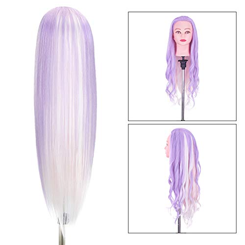 Cabeza Maniquí Neverland 26-28” 30% Pelo Natural Cabeza Peluqueria para trenza Maniquí Peluqueria con Soporte de Mesa + Accesorios de Peinado