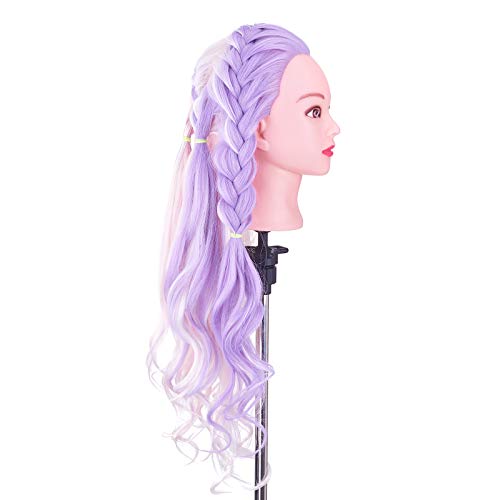 Cabeza Maniquí Neverland 26-28” 30% Pelo Natural Cabeza Peluqueria para trenza Maniquí Peluqueria con Soporte de Mesa + Accesorios de Peinado