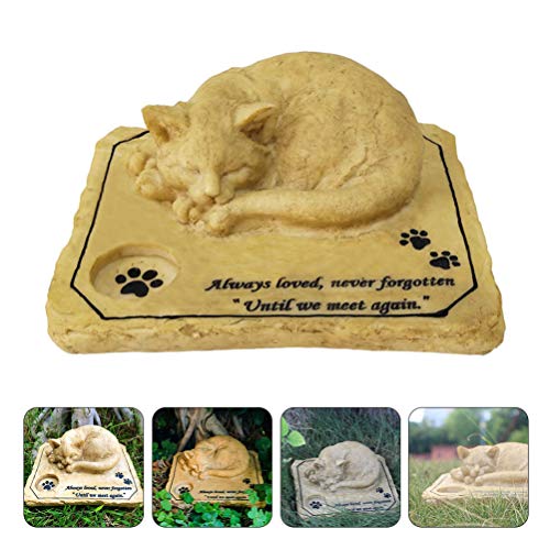 Cabilock Piedra Conmemorativa de Gato Grabado en La Lápida del Animal Doméstico Jardín Patio Trasero Lápida con El Sostenedor de Vela para La Pérdida de La Mascota Perro