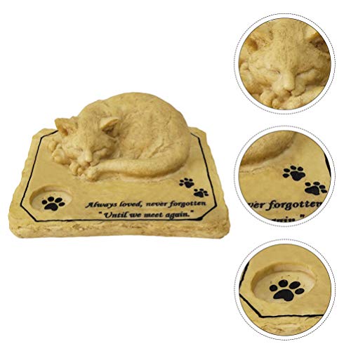 Cabilock Piedra Conmemorativa de Gato Grabado en La Lápida del Animal Doméstico Jardín Patio Trasero Lápida con El Sostenedor de Vela para La Pérdida de La Mascota Perro