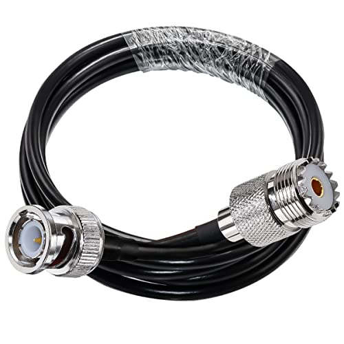 Cable de puente BNC a UHF RG58 TUOLNK Enchufe macho BNC a PL259 SO239 Cable de extensión de conector hembra 6,6 pies (2 M) para radio CB PL 259 a cable coaxial de coleta BNC