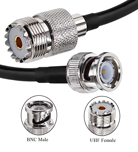 Cable de puente BNC a UHF RG58 TUOLNK Enchufe macho BNC a PL259 SO239 Cable de extensión de conector hembra 6,6 pies (2 M) para radio CB PL 259 a cable coaxial de coleta BNC