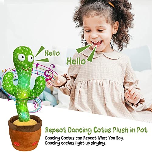 Cactus Bailarin,Cactus Bailarin Repite español,Cactus parlanchin,Juguete Cactus Tiene 120 Canciones,Dancing Cactus Regalos Adecuados para Niños (Cantar + Bailar + Grabar + Iluminación)