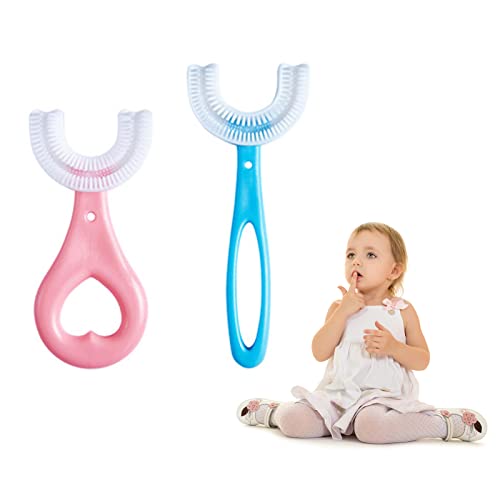 CaiTang 2PCS Cepillo de Dientes en Forma de U, Cepillo de Dientes de Boca Completa en Forma de U para Niños, para Edades de 2 a 12 Años