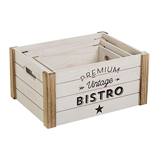 Cajas juguetero de Madera Natural Blancas Vintage para decoración Vitta - LOLAhome