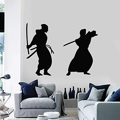 Calcomanías de pared de artes marciales hombres asiáticos samuráis luchando estilo japonés pegatinas de vinilo para ventanas dormitorio adolescente sala de lucha arte interior