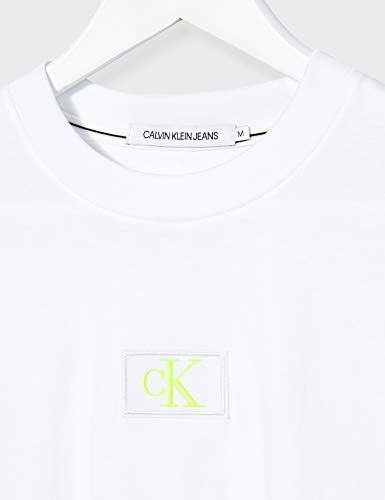 Calvin Klein CK Badge Cropped tee Camiseta, Blanco, M para Mujer