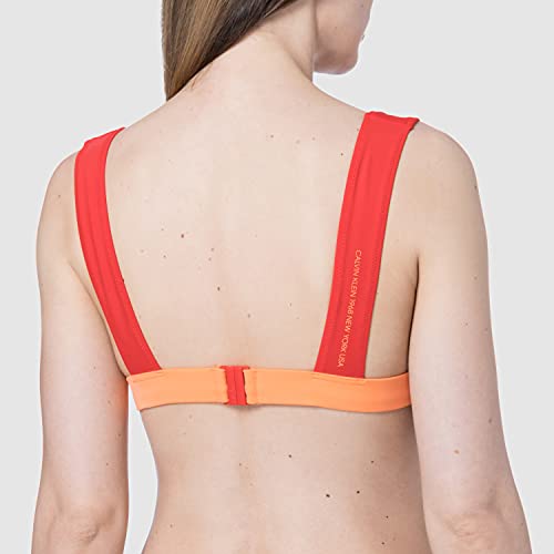 Calvin Klein High Apex Triangle-rp Parte de Arriba de Bikini, Rojo (Fiery Red Xa7), 44 (Talla del Fabricante: Large) (Pack de 2) para Mujer