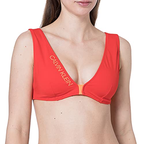 Calvin Klein High Apex Triangle-rp Parte de Arriba de Bikini, Rojo (Fiery Red Xa7), 44 (Talla del Fabricante: Large) (Pack de 2) para Mujer