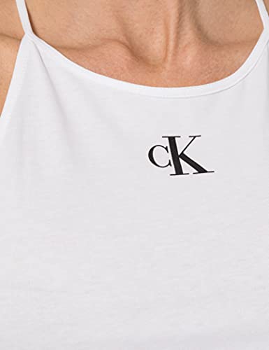 Calvin Klein Jeans Micro CK en la Parte Superior de la Camisola Cuello Abierto, Bright White, M para Mujer