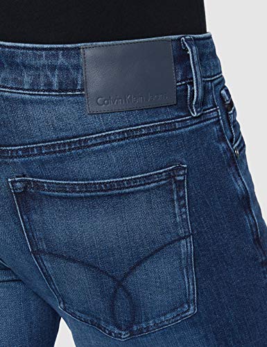 Calvin Klein Jeans Slim Straight-Diamond Blue Dark Pantalones Informales, Diamante Azul Oscuro, 32W/32L para Hombre