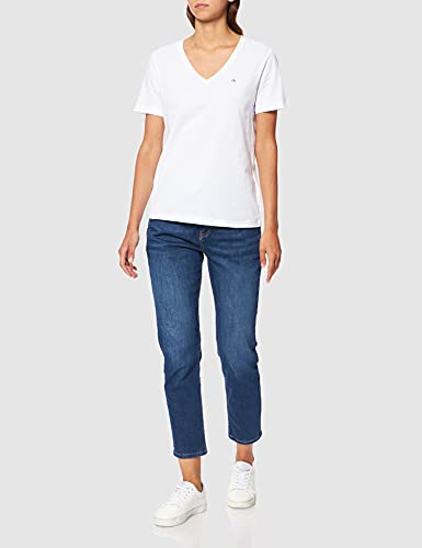 Calvin Klein Small CK V-Neck Top Camiseta, Bright White, XS para Mujer