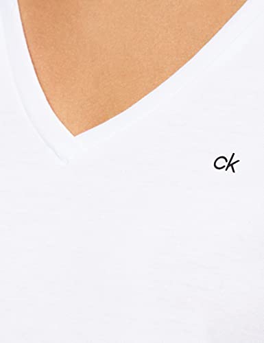 Calvin Klein Small CK V-Neck Top Camiseta, Bright White, XS para Mujer