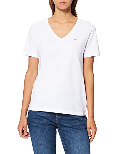 Calvin Klein Small CK V-Neck Top Camiseta, Bright White, XS para Mujer