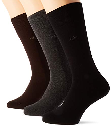 Calvin Klein Socks Herren Socken, 3er Pack, (Schwarz), 40/46 Calcetines, Combo Marrón Oscuro, One Size para Hombre