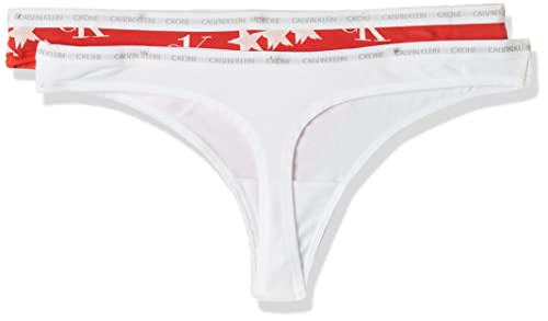 Calvin Klein Tanga 2 Unidades, White/45 Star Print, S (Pack de 2) para Mujer