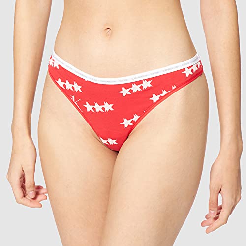 Calvin Klein Tanga 2 Unidades, White/45 Star Print, S (Pack de 2) para Mujer