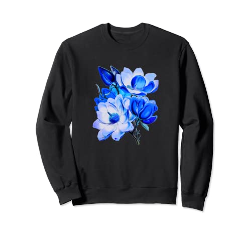 Camisa estética hermosa azul magnolia flor floral amante Sudadera