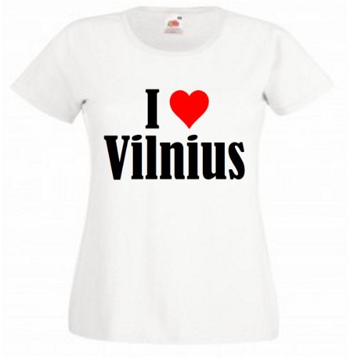 Camiseta I Love Vilnius para mujer, hombre y niños en los colores negro, blanco y rosa. Blanco 05 Hombre 2X-Large