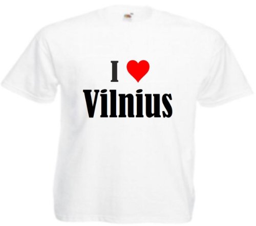 Camiseta I Love Vilnius para mujer, hombre y niños en los colores negro, blanco y rosa. Blanco 05 Hombre 2X-Large