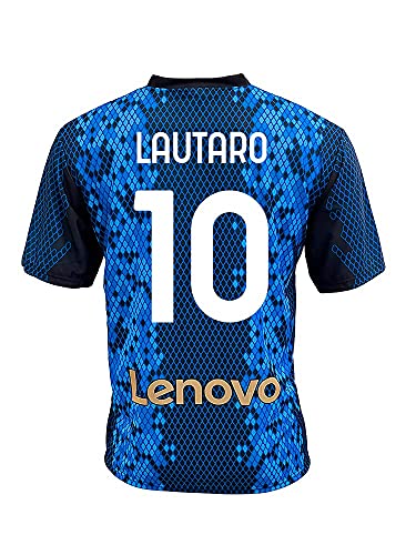 Camiseta Inter Lautaro Martinez 10 Home 2021 2022 Réplica oficial (Talla 2 4 6 8 10 12 años Niño Niño) (Talla S M L XL XXL Adulto) Azul, Negro, Oro 100% Poliéster