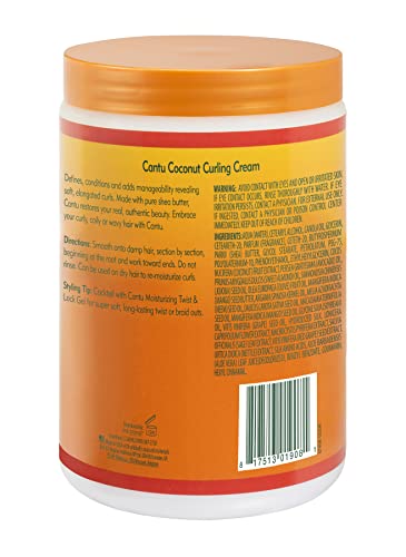 Cantu Shea Butter Natural Hair Coconut Curling Crema 709G/25Oz, Multicolor, 709 g (Paquete de 1)
