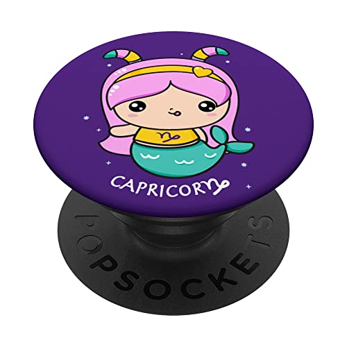 Capricornio Chica Kawaii Signo del zodiaco Cumpleaños Chicas Capricornio PopSockets PopGrip Intercambiable