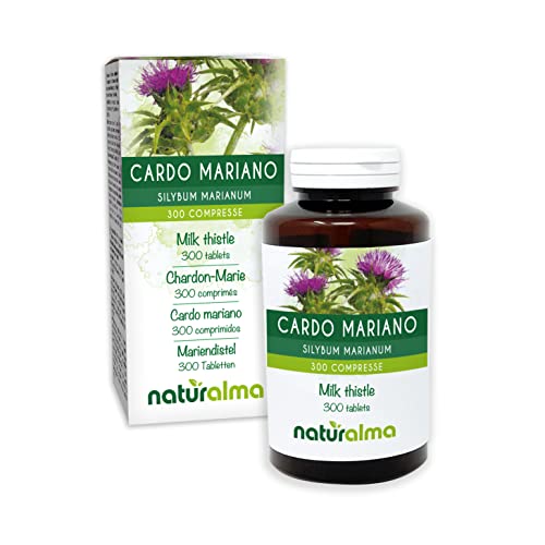 Cardo mariano (Silybum marianum) hierba y frutos NATURALMA | 150 g | 300 comprimidos de 500 mg | Complemento alimenticio | Natural y Vegano