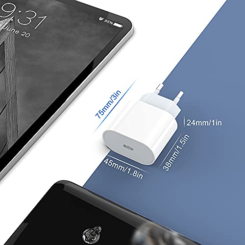 Cargador De Pared USB C, Cargador Rápido 3 Pies Adaptador USB C a Tipo C Cargador Rápido Universal De Pared De 20 W para Samsung S21 S20 FE S10 S9 S8 A51 A52 A50 A71, Galaxy Note, Huawei P30 P20