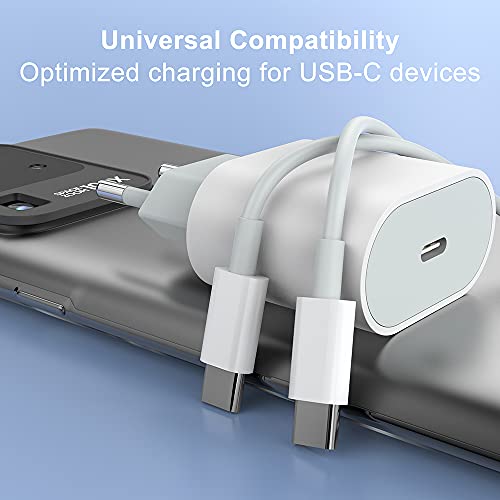 Cargador De Pared USB C, Cargador Rápido 3 Pies Adaptador USB C a Tipo C Cargador Rápido Universal De Pared De 20 W para Samsung S21 S20 FE S10 S9 S8 A51 A52 A50 A71, Galaxy Note, Huawei P30 P20