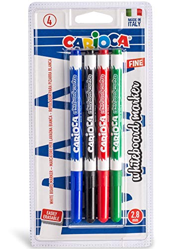 Carioca Fine - Bolsa de 4 rotuladores borrables para pizarra blanca, multicolor