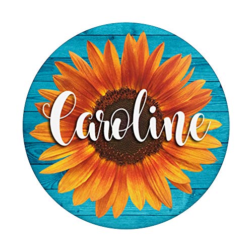 Caroline Name-Sunflower-Aqua Regalo estético para mujeres y niñas PopSockets PopGrip Intercambiable
