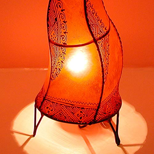 Casa Moro | lámpara de henna marroquí lámpara de piso Hissan H60 cm rojo | artesanía de Marrakech | lámpara de cuero pintada a mano lámpara de henna de cuero real | L1781