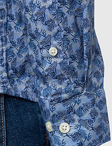 CASUAL FRIDAY Arthur BD LS Leaf Printed Shirt Camisa, 154030_Chambray Blue, L para Hombre