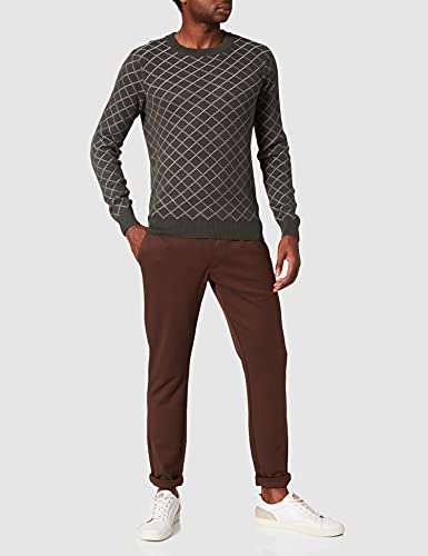 CASUAL FRIDAY Karl Checked Jaquard Knit Suter Pulver, 190508/Peat, M para Hombre