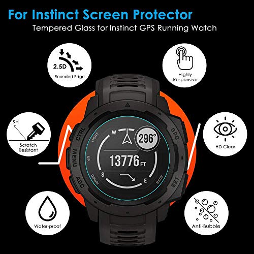 CAVN Compatible con Garmin Instinct Protector de Pantalla, [4 Packs] Protector de Pantalla de Vidrio Templado Impermeable Protector para Instinct Smartwatch [Anti-Arañazos] [Anti-Burbujas]