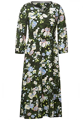 Cecil - Vestido Midi con estampado de flores en color verde oliva. Utility Olive. M