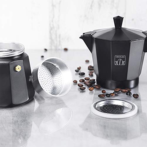 Cecotec cafetera Italiana MokClassic 900 Black. Fabricada en Aluminio Fundido Hacer café con el Mejor Cuerpo y Aroma, para 9 Tazas de café