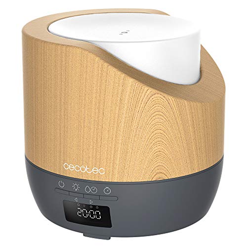 Cecotec Difusor de aroma PureAroma 500 Smart Grey Woody. Capacidad 500ml, Pantalla LED, Temporizador 12h, Despertador, 3 Modos de funcionamiento, Cobertura 30m2