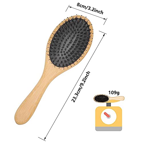 Cepillo de pelo desenredante profesional sin tirones Cepillo de Pelo de Madera con Cerdas de Jabalí y Púas de Nailon Redondeadas para mujeres hombres para cabello húmedo/seco,alisado,desenredado