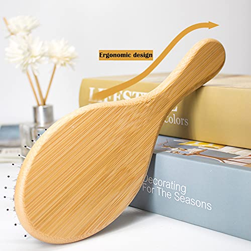 Cepillo de pelo desenredante profesional sin tirones Cepillo de Pelo de Madera con Cerdas de Jabalí y Púas de Nailon Redondeadas para mujeres hombres para cabello húmedo/seco,alisado,desenredado