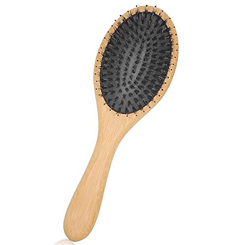 Cepillo de pelo desenredante profesional sin tirones Cepillo de Pelo de Madera con Cerdas de Jabalí y Púas de Nailon Redondeadas para mujeres hombres para cabello húmedo/seco,alisado,desenredado