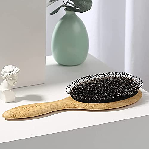 Cepillo de pelo desenredante profesional sin tirones Cepillo de Pelo de Madera con Cerdas de Jabalí y Púas de Nailon Redondeadas para mujeres hombres para cabello húmedo/seco,alisado,desenredado