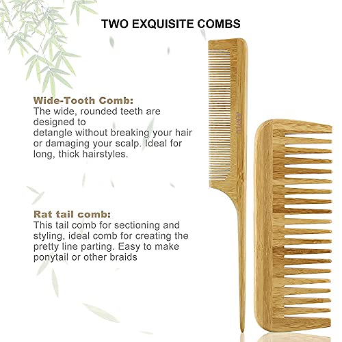 Cepillo para el pelo de bambú y cerdas de jabalí, Naturales de Madera Genial para desenredar el cabello para todo tipo de cabello para desenredar y desenredar el cabello, para mujeres, hombres y niños