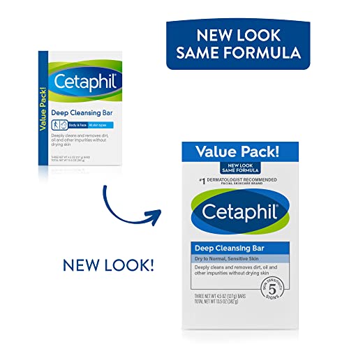 Cetaphil Deep Cleansing Face & Body Bar for All Skin Types (Pack of 3)