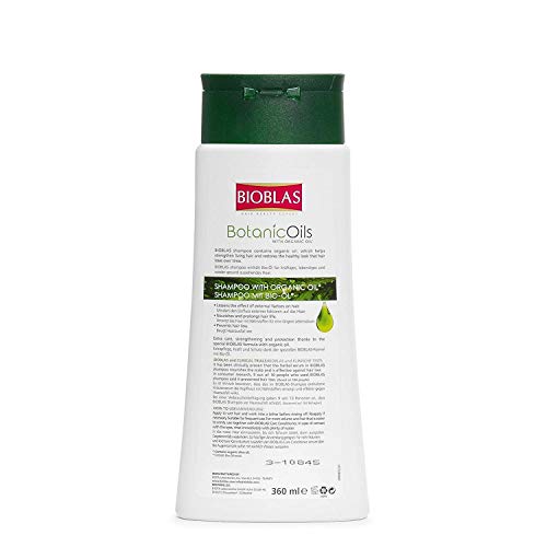 Champú de ajo de Bioblas Botanic Oils, inodoro, y dermatológicamente probado, anticaída del pelo, acelera el crecimiento y reduce la pérdida de pelo, para mujeres y hombres, con aceite bio, 360 ml