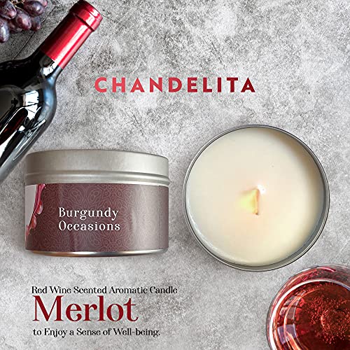 Chandelita Vela Aromática Perfumada de Vino Tinto Merlot con Cera de Soja Natural para Meditar y Relajar Nuestra Mente y Cuerpo Disfrutando de una Sensación de Bienestar